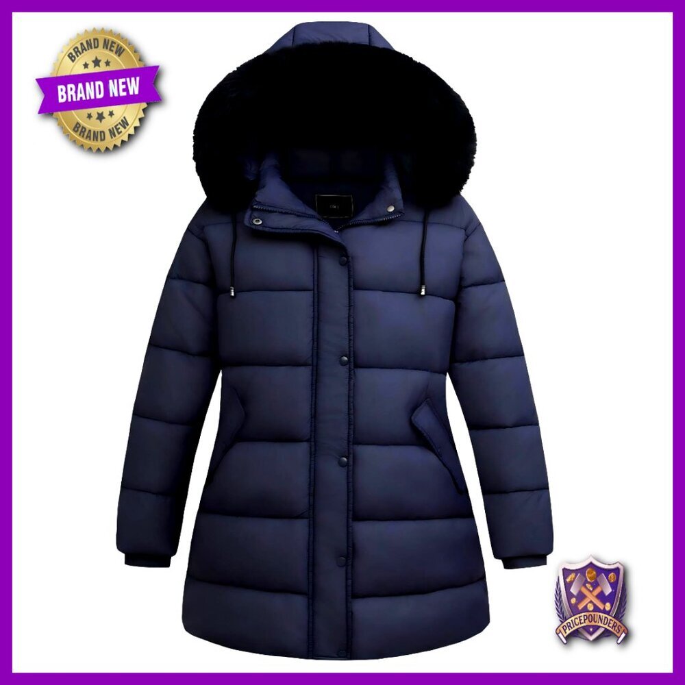 Plus Size Down Coat Waterproof Windproof Detachable Hood Flannel Lined